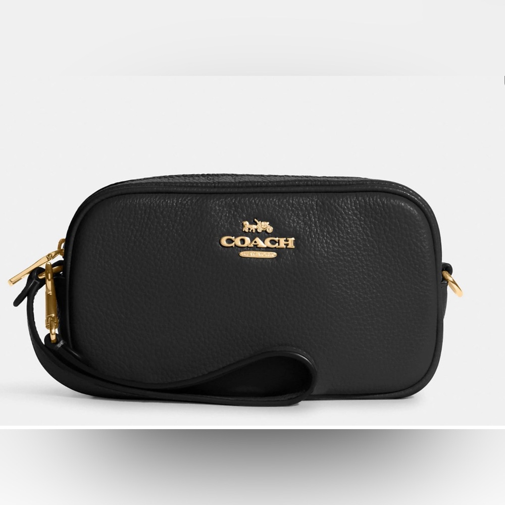 Coach Black and Gold Leather Bag